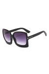 YUANCHENG Lunettes de soleil surdimensionnées Femme Lunettes de soleil carrées Vintage UV400 C1 Noir-Gris