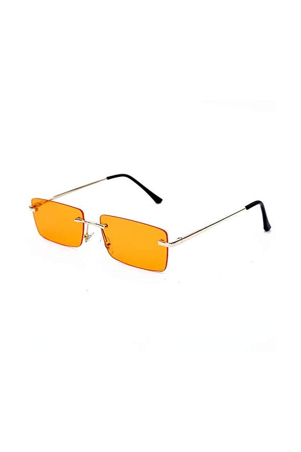 SHANGYUN Lunettes de Soleil sans Monture Femmes Personlity Rouge Noir Lunettes de Soleil rectangulaires UV400 Lunettes de Sol