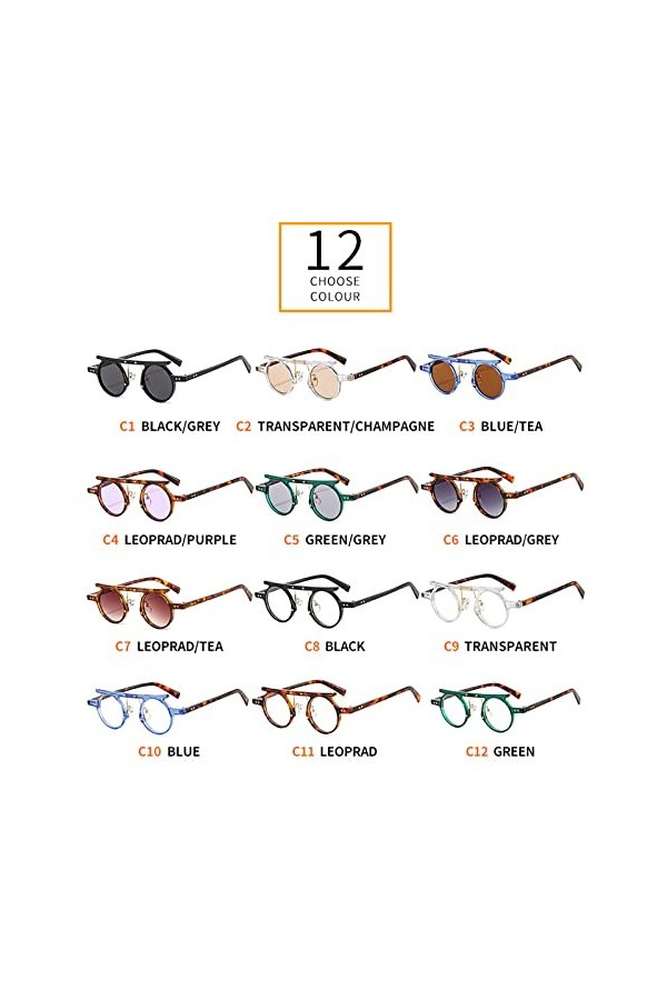 Lunettes De Soleil Fashion à Petite Monture pour Hommes Et Femmes, Lunettes De Soleil Rétro Steampunk, Lunettes Rondes pour L