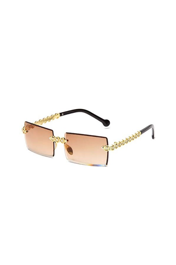 ZZDH Lunettes de Soleil Lunettes de Soleil à la Mode Petites Lunettes de Soleil en métal Square Sunglasses Femmes Sunglasses 