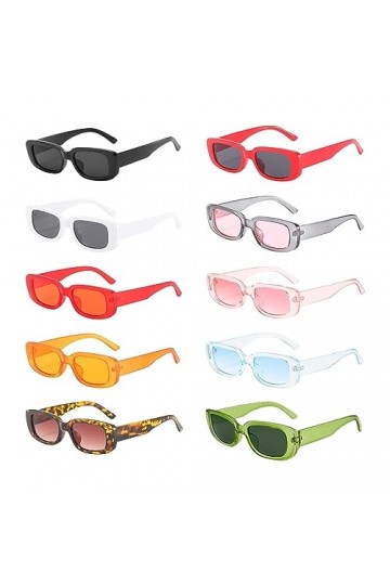 BouGPeng 10 Pièces Lunettes de Soleil Vintage Hippie Lunettes Fête Rectangulaire Vintage Lunette Soiree 90s Rétro Mode Lunet
