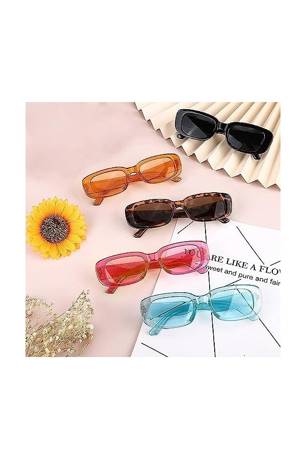 BouGPeng 10 Pièces Lunettes de Soleil Vintage Hippie Lunettes Fête Rectangulaire Vintage Lunette Soiree 90s Rétro Mode Lunet