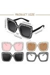 4 Paires de Lunettes de Soleil Strass Bling Unisexes Lunettes de Soleil Surdimensionnées Carrées à Monture Épaisse