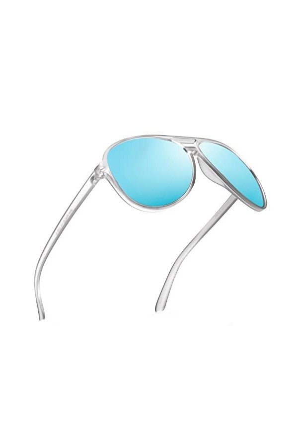 JIM HALO Lunettes de Soleil Polarisées Hommes Femmes Lunette de Conduite en Plastique Surdimensionnées Monture Transparente