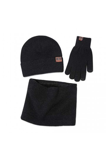 LumiSyne Hiver 3 En 1 Packs Bonnet Tricoté Écharpe Et Gants Homme Femme Gants dÉcran Tactile Chapeau Beanie Écharpe Tube Fou