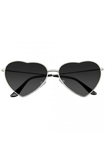 Emblem Eyewear - Lunettes De Soleil Cadre Coeur Forme Lunettes De Soleil Mignon Belle Femmes En Métal Argent 