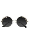 Emblem Eyewear - Womens Fleur Floral Boho Ronde Miroir Lunettes De Soleil Silver 