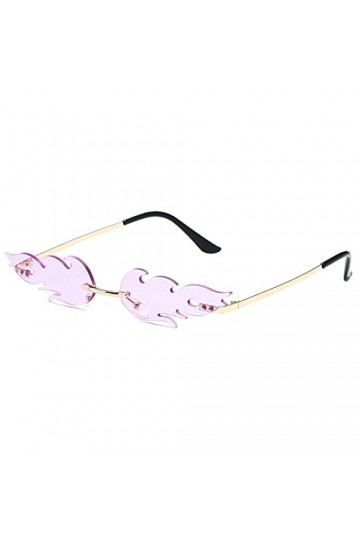 OSAGAMA Lunettes de soleil flamme pour femme - Mode sans bord - Lunettes de soleil étroites et tendance, lilas