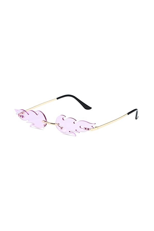 OSAGAMA Lunettes de soleil flamme pour femme - Mode sans bord - Lunettes de soleil étroites et tendance, lilas