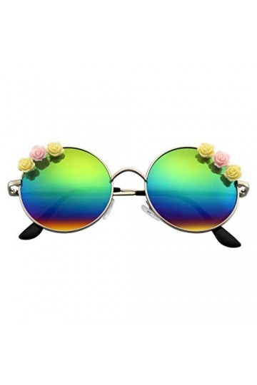 Emblem Eyewear - Fleur Lunettes De Soleil Hippie Boho Festival Cercle Lunettes De Soleil Rondes Arc En Ciel 