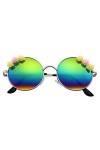 Emblem Eyewear - Fleur Lunettes De Soleil Hippie Boho Festival Cercle Lunettes De Soleil Rondes Arc En Ciel 
