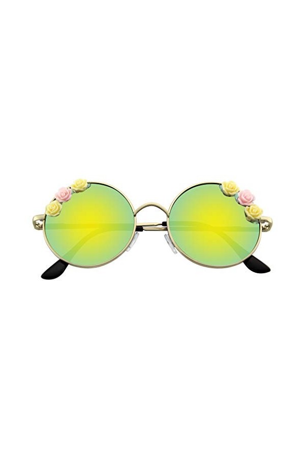 Emblem Eyewear - Fleur Lunettes De Soleil Hippie Boho Festival Cercle Lunettes De Soleil Rondes Arc En Ciel 