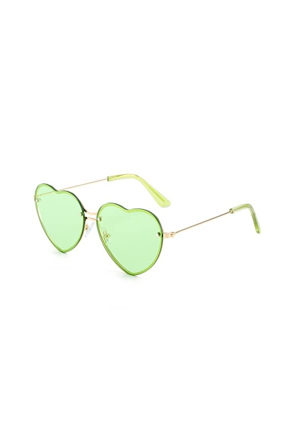 ESALIA Lunettes de soleil rétro pour femme - Cadre en métal - Lentille colorée - Forme damour - Couleur Candy, vert, Taille