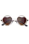 Emblem Eyewear -Womens Fonde Forme Coeur Métal Cercle Hippie Lunettes De Soleil Or 