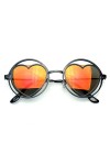 Emblem Eyewear -Womens Fonde Forme Coeur Métal Cercle Hippie Lunettes De Soleil Or 