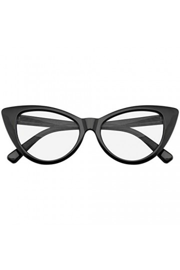 Emblem Eyewear - Cat Super Lunettes Lunettes De Soleil Mode Vintage Mod Clear Lens Noir 