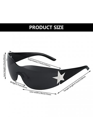 Dacitiery Y2K Lunettes de soleil enveloppantes sans monture pour homme et femme, lunettes de soleil rétro tendance Y2K, lunet