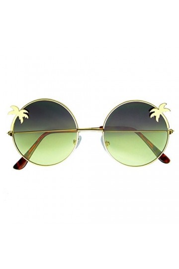 Emblem Eyewear - Lunettes de soleil Indie Palm Tree Gradient Round Hippie Jaune 