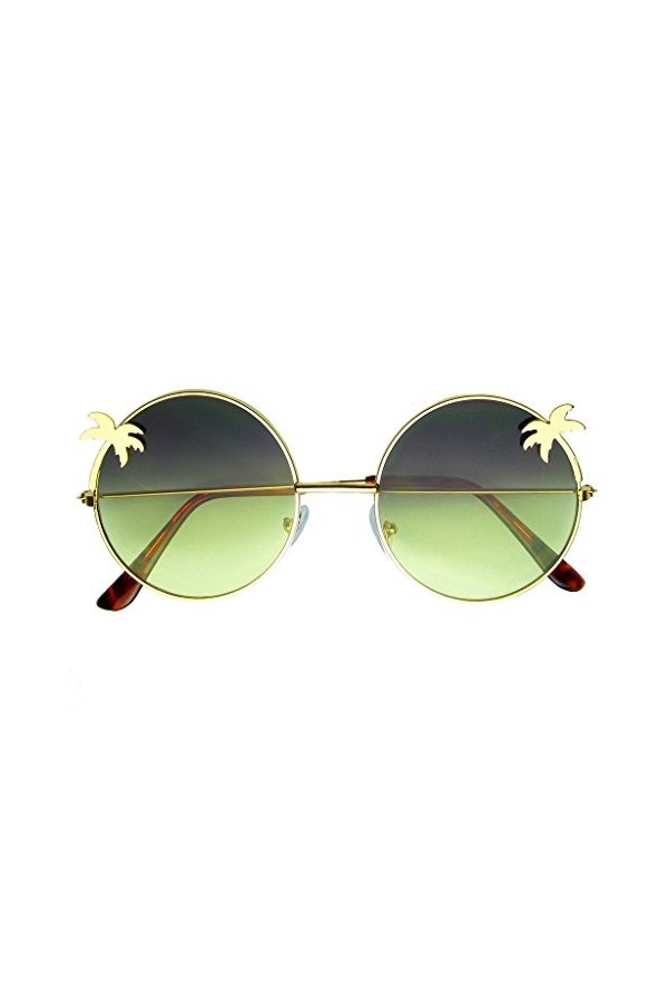 Emblem Eyewear - Lunettes de soleil Indie Palm Tree Gradient Round Hippie Jaune