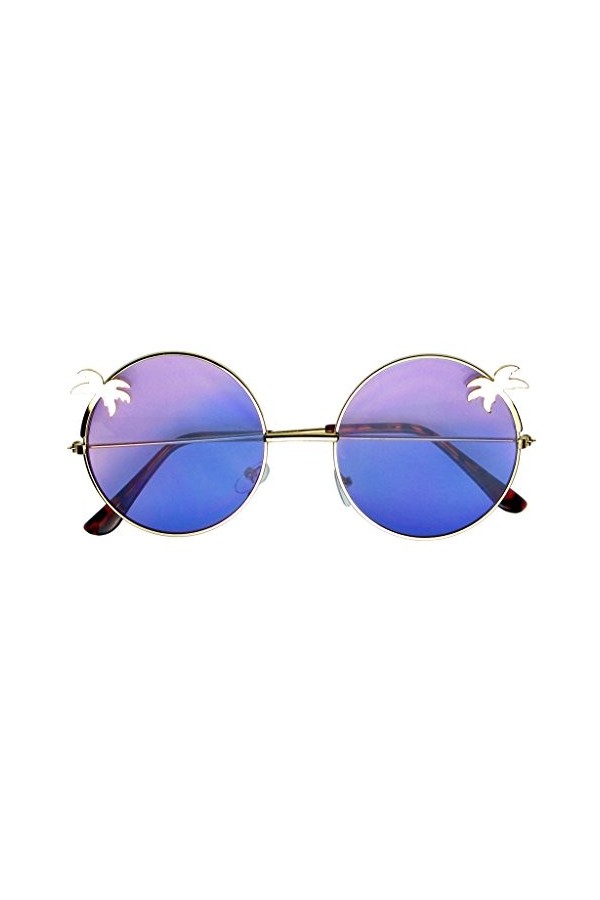 Emblem Eyewear - Lunettes de soleil Indie Palm Tree Gradient Round Hippie Jaune 