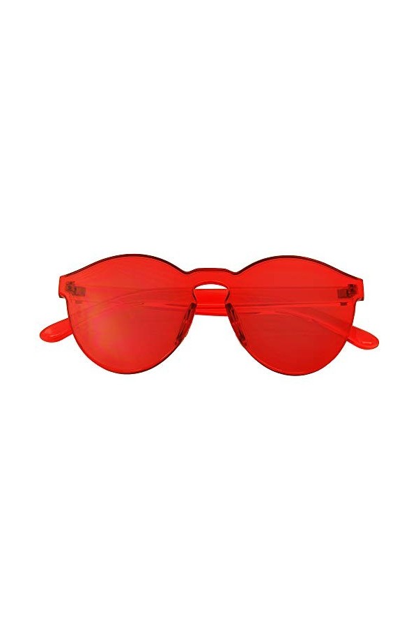 Emblem Eyewear - Mono Block Rimless PC Tonalité Couleur Lunettes de soleil Lunettes Lunettes Rouge 
