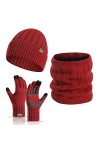 Hiver Bonnet Écharpe Gants Hommes Set 3 en 6 Tricoté Chaud Bonnet Écran Tactile Gant Femme