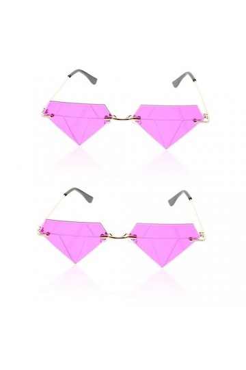 Abaodam 2 Paires Lunettes En Forme De Diamant Lunettes Sans Monture Lunettes De Nouveauté Lunettes De Soleil Femme Tendance L