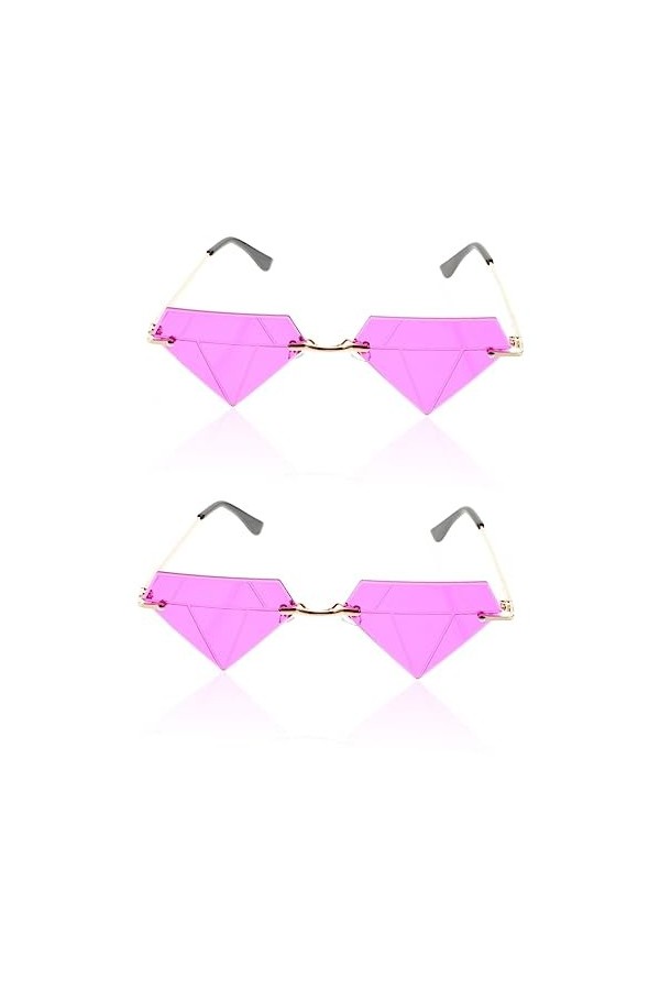 Abaodam 2 Paires Lunettes En Forme De Diamant Lunettes Sans Monture Lunettes De Nouveauté Lunettes De Soleil Femme Tendance L