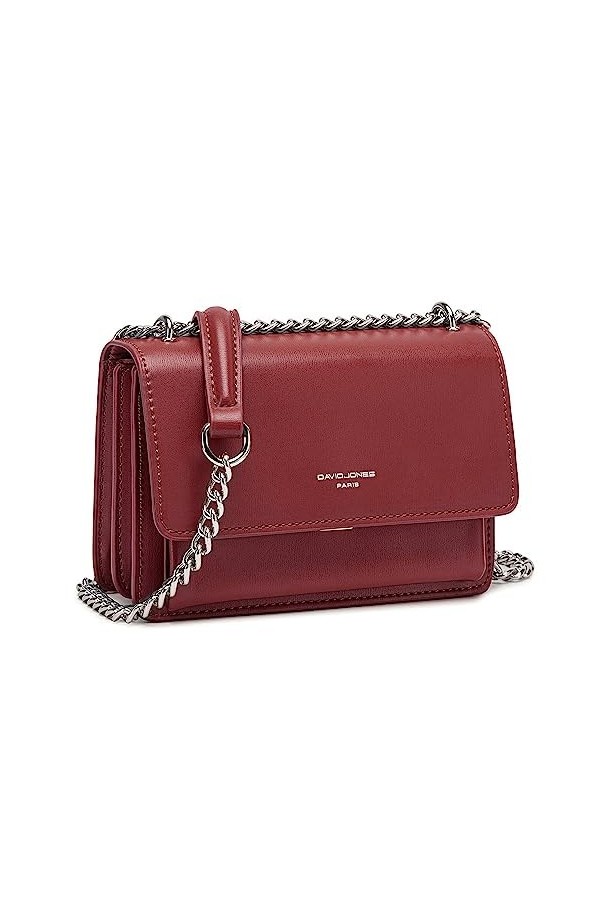 David Jones - Petit Sac Bandoulière Femme - Mini Pochette Téléphone Portable Cuir PU Rigide - Chaînes Porté Epaule - Besace R