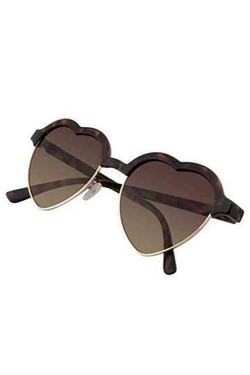 Emblem Eyewear - Inspiré De Mignon Vintage Demi-Trame Lunettes De Soleil Forme Coeur Tortue 