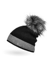 Neverless Bonnet tricoté doublé avec pompon en fourrure synthétique pour femme - - Taille Unique