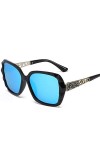 YUANCHENG Lunettes de soleil polarisées Femmes UV400 Vintage Classic Retro Lunettes de soleil BLEU Lunettes Sac