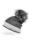 Neverless Bonnet tricoté doublé avec pompon en fourrure synthétique pour femme - - Taille Unique