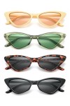 Unning Lot de 4 lunettes de soleil CatEye pour femme - Vintage rétro - Lunettes de soleil étroites - Lunettes de soleil amusa