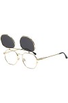 Dollger Lunettes de Soleil Rétro pour Femme Homme Steampunk Lunettes de Soleil Flip Up Lunettes de Soleil Cadre en Métal Lune