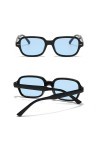YOJUED Lunettes de soleil rectangulaires vintage ovales pour homme et femme - Jaune - Protection UV 400, Noir/bleu.