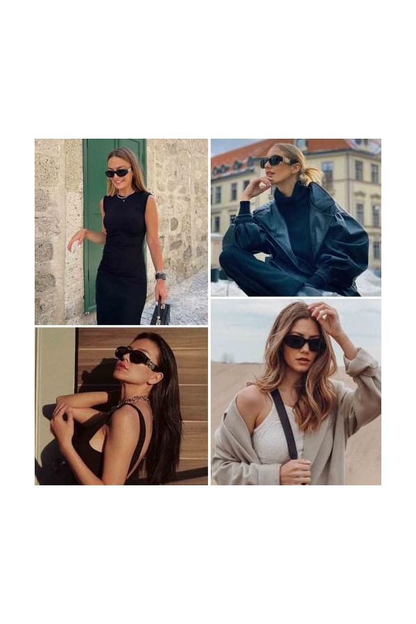 Lunettes de soleil tendance pour homme et femme - Vintage rectangulaires irrégulières - Unisexe - Rétro Aesthetic - Protectio