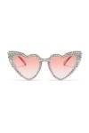 Lunettes de soleil vintage en forme de cœur avec diamants - Lunettes de soleil vintage pour femme - Lunettes de soleil en for