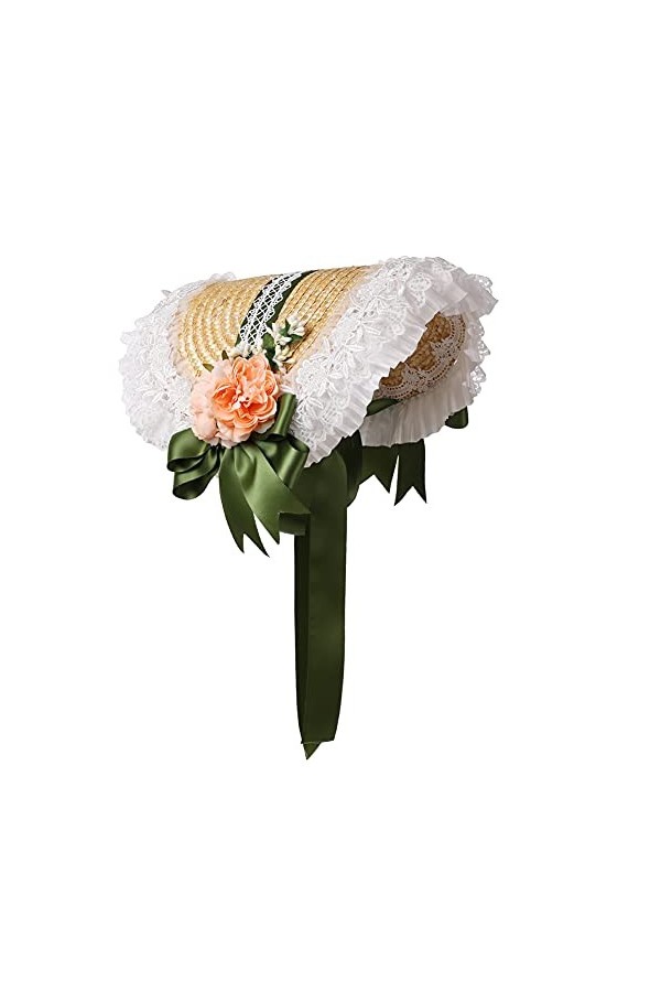 COSDREAMER Chapeau de Soleil Victorien pour Filles et Femmes avec nœuds et Fleurs A 