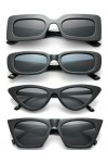 Unning Lot de 4 paires de lunettes de soleil pour femme - Rectangulaires - Amusantes - Œil de chat - Vintage - Festival - Fêt