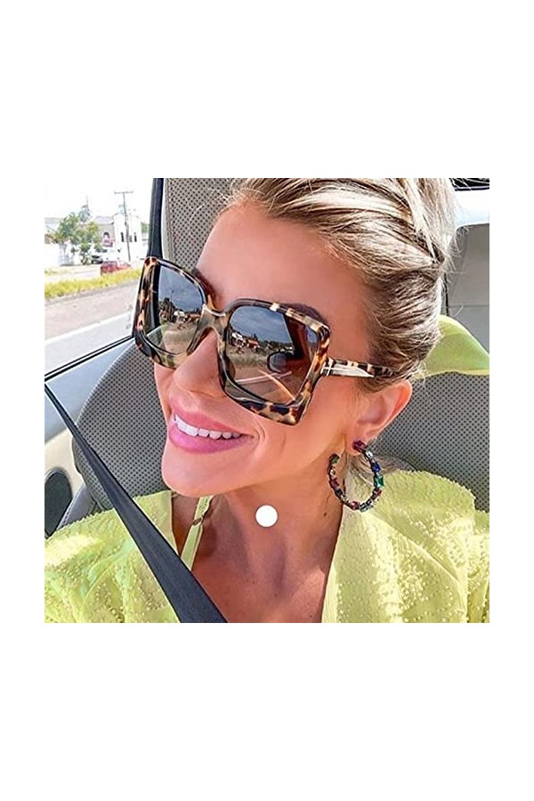 HSCDQ Lunettes De Soleil Dégradé UV400 Mode Soleil Surdimensionné Femme Sunglasses Marque Design Plastique Grosses Lunettes D