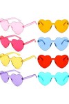 Lot Lunettes de Soleil Sans Monture Coeur Transparent Coloré Surlunettes de soleil pour Femme Fête 8 pièces 