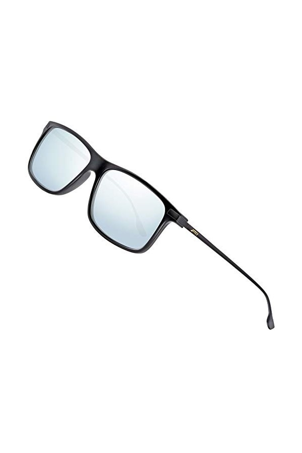 ATTCL Lunettes de Soleil polarisées Homme Femme avec de Plein air dété Conduite pêche Alpinisme Lunettes Black+silver QL2066