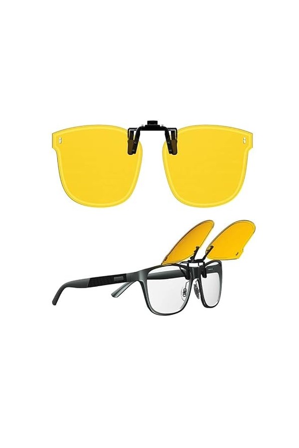 Goiteia Clip polarisé sur les lunettes de conduite de nuit anti-éblouissantes, minimise efficacement léblouissement des phar