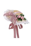COSDREAMER Chapeau de Soleil Victorien pour Filles et Femmes avec nœuds et Fleurs A 