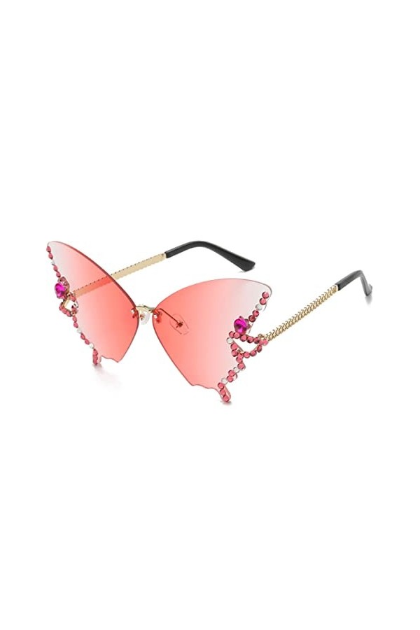 Lunettes De Soleil Papillon En Diamant, Lunettes De Soleil Papillon En Diamant Dégradé Sans Monture, Lunettes De Soleil En Fo