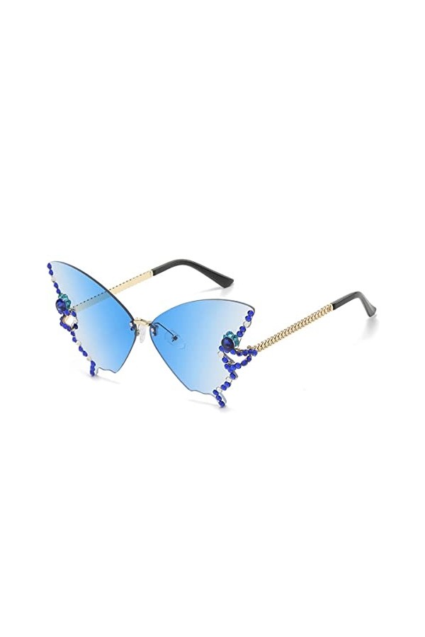 Lunettes De Soleil Papillon En Diamant, Lunettes De Soleil Papillon En Diamant Dégradé Sans Monture, Lunettes De Soleil En Fo