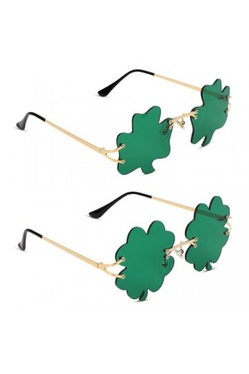 XIHIRCD 2 Paires Lunettes Saint Patrick, Lunettes de Soleil Trèfle Lunettes Trèfle à Quatre Feuilles Saint Patrick Accessoire