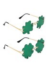 XIHIRCD 2 Paires Lunettes Saint Patrick, Lunettes de Soleil Trèfle Lunettes Trèfle à Quatre Feuilles Saint Patrick Accessoire