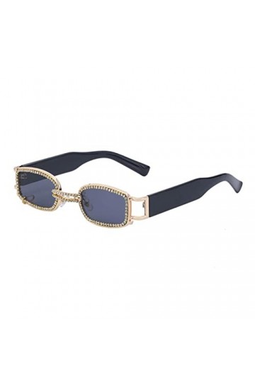 LANGYI Mew Lunettes de soleil rectangulaires en strass avec petite monture et petites branches pour homme et femme
